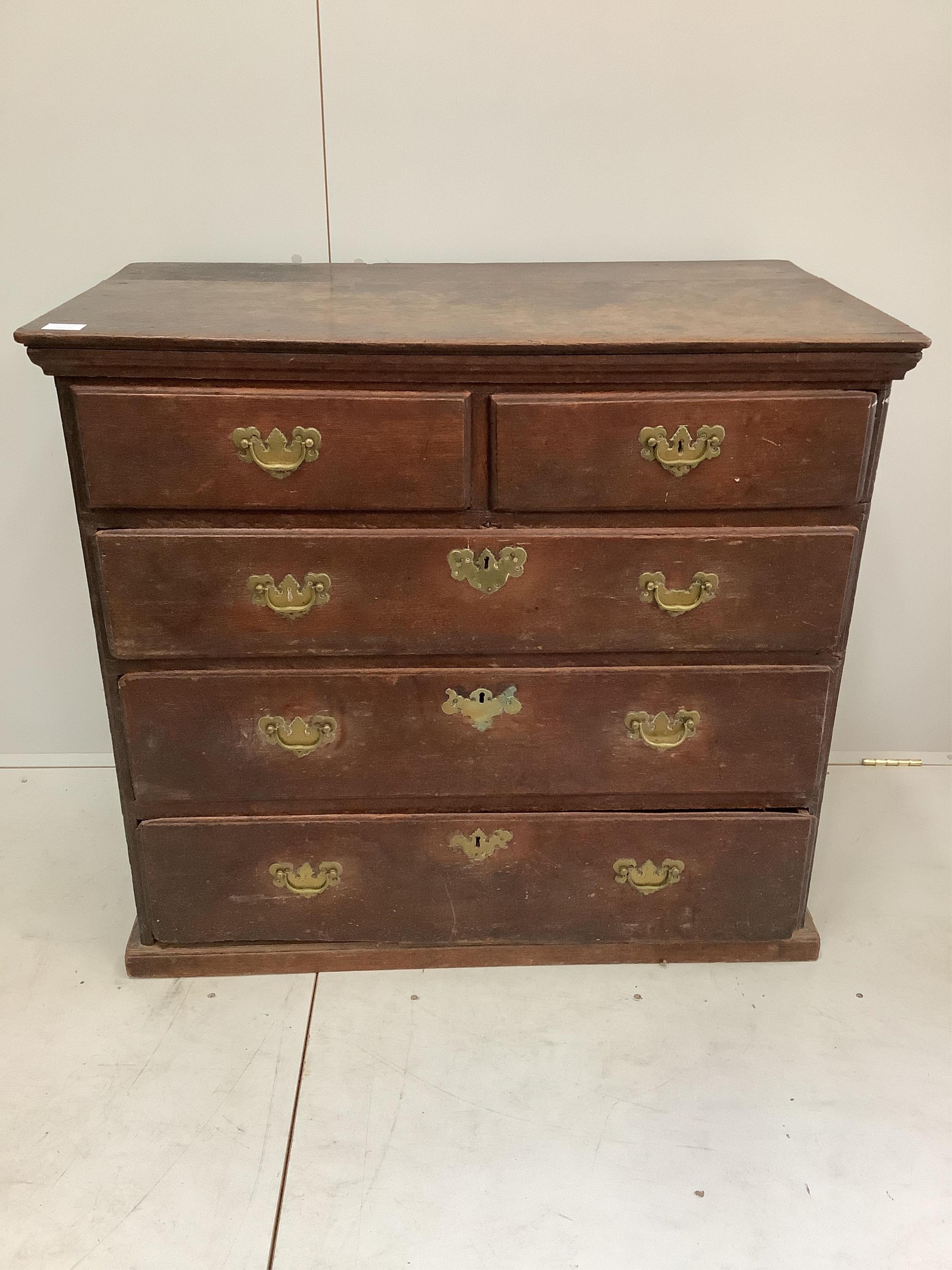 A George III provincial oak chest, width 99cm, depth 54cm, height 90cm